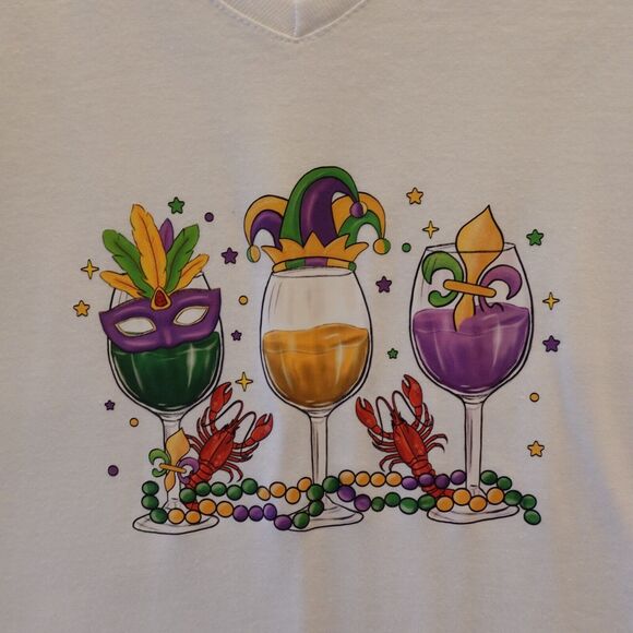 Mardi Gras Shirt Ladies Med Parade Beads Celebration Nola New Orleans Festival - Picture 2 of 9